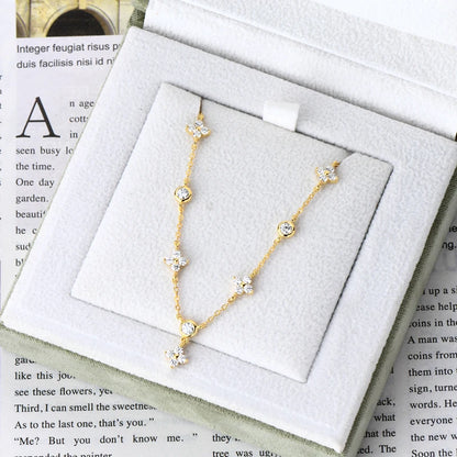 Moissanite Necklace Bracelet Earring 925 Sterling Silver Four Leaf Flower Pendant Moissanites Jewelry Set For Wedding Gift