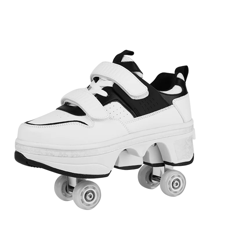 Children Wheels Shoes Roller Sneakers With 4 Wheels Skates Adult Runaway Parkour Deformation Shoes For Women Men Youth Kids Gift