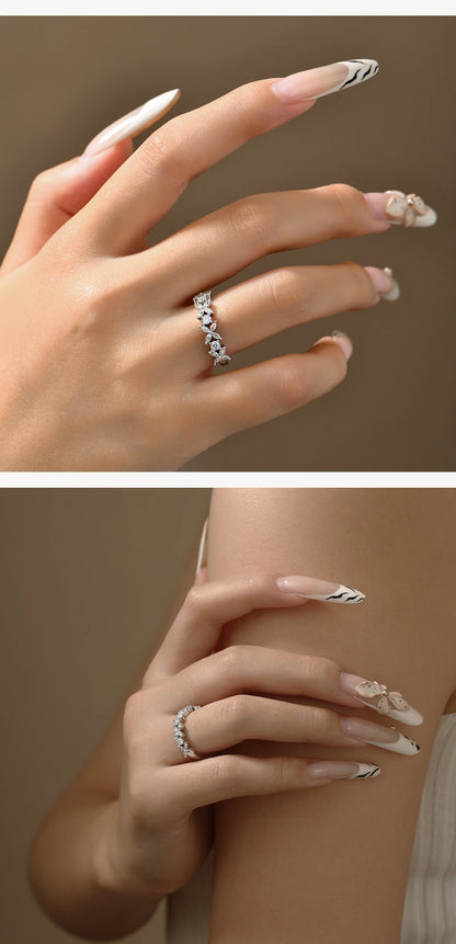 Classic Marquise Round Moissanite Leaves and flowers Ring S925 Silver for Women party Jewelry Gift anniversary Wedding