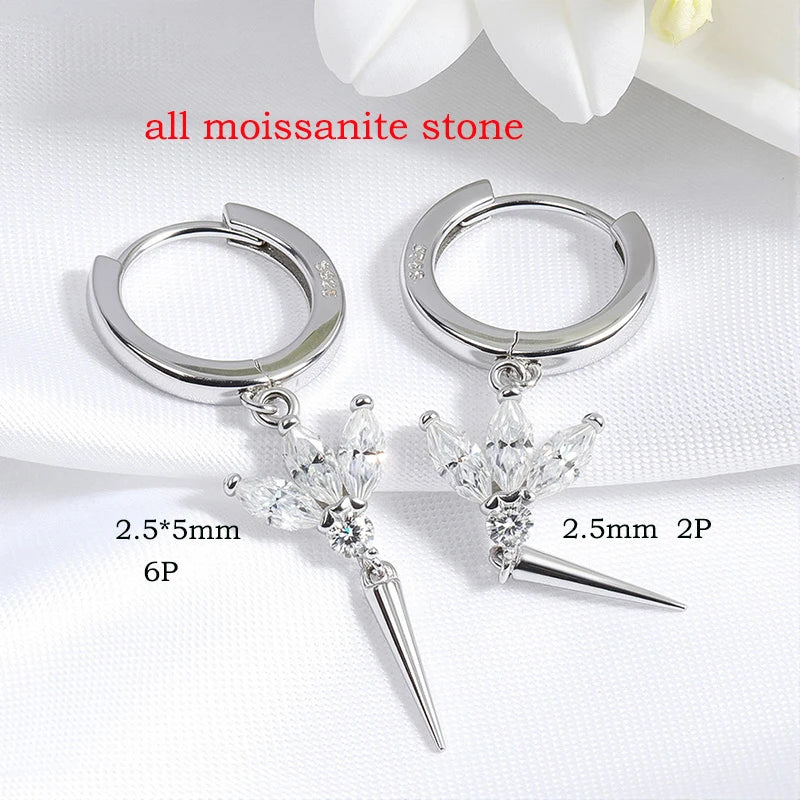 Test Passed 2.5*5mm All Moissanite Drop Earrings for Women Marquise Cut Valentine's Day Gifts 8 Gems 925 Sterling Silver