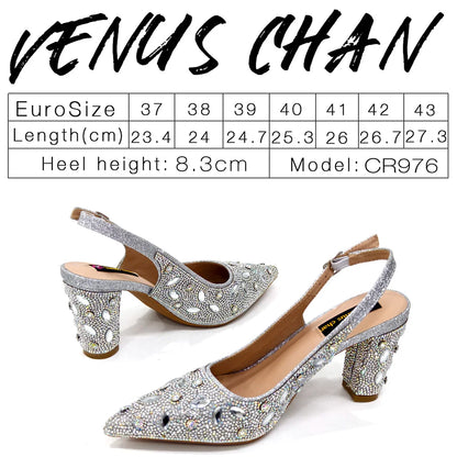 Black Color Elegant High Heels Nigeria Popular Design African Ladies Shoes And Bag Set For Party