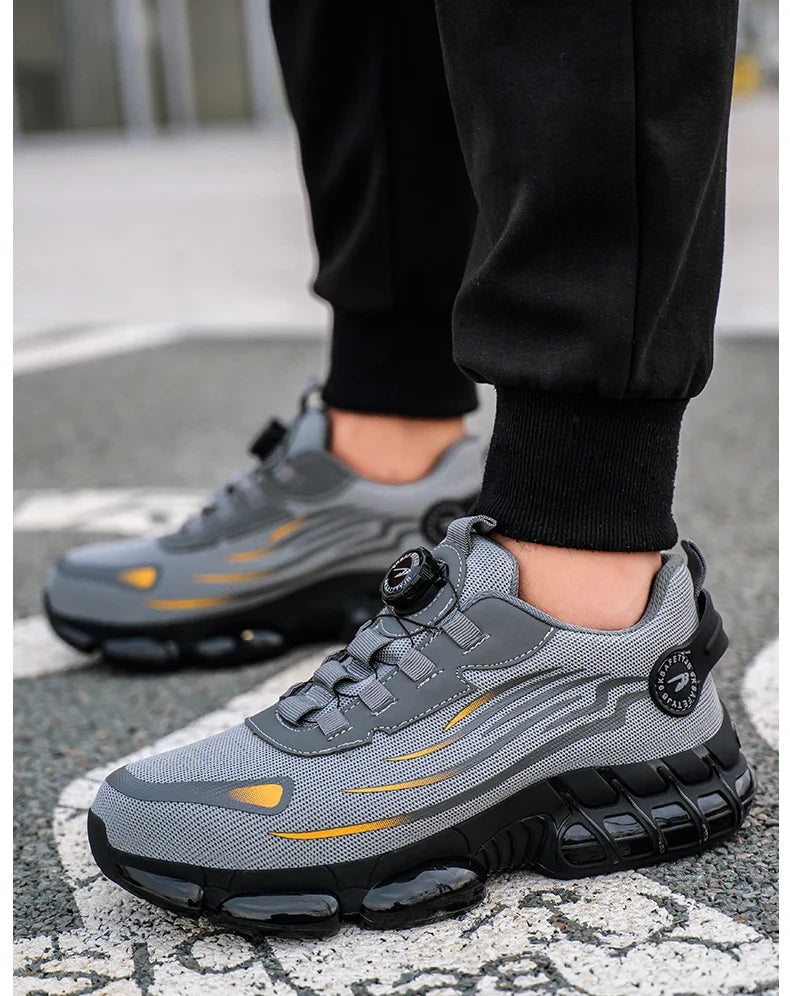 Rotating Button Safety Shoes Men Anti-smash Anti-puncture Work Shoes Fashion Men Sport Shoes Security Protective Boots 36-50