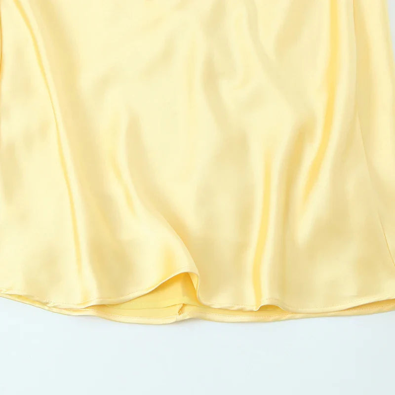 Yellow Dresses Women Satin V Neck Midi Dress Summer Backless Strap Slip Dresses Elegant Evening Party Dress 2025 Vestidos