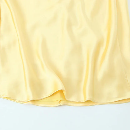 Yellow Dresses Women Satin V Neck Midi Dress Summer Backless Strap Slip Dresses Elegant Evening Party Dress 2025 Vestidos