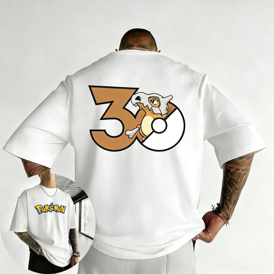 30th Anniversary Marowak Printed T-shirt Summer New Men's and Women's Loose Casual Hip Hop Trendy Short Sleeve Top