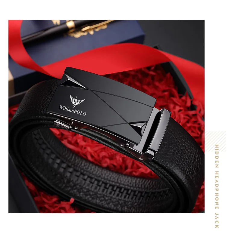 Men's cowhide casual pants belt, automatic buckle business belt, fashionable formal versatile belt