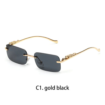 rimless sunglasses UV400 fashion square metal glasses for men women designer man's brand sun glasses shades for outdoor