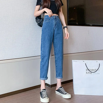 Versatile High-waisted Slimming Loose-fit Straight-leg Jeans For Women