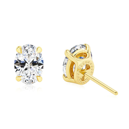 Classic 14K Gold Oval Cut Moissanite Diamond Stud Earrings for Women 0.5ct 1ct 2ct Elegant Bride Wedding & Engagement Jewelry