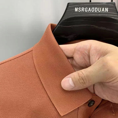 100% high-quality pure cotton men's summer polo T-shirt popular business commuting breathable cozy exquisite luxurious embroider