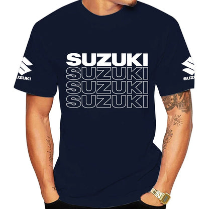 New Summer Racing Motorcycle 100% Cotton Trendy Men T-shirt Daily Outdoor Sports Party Casual Loose Street Short-sleeve