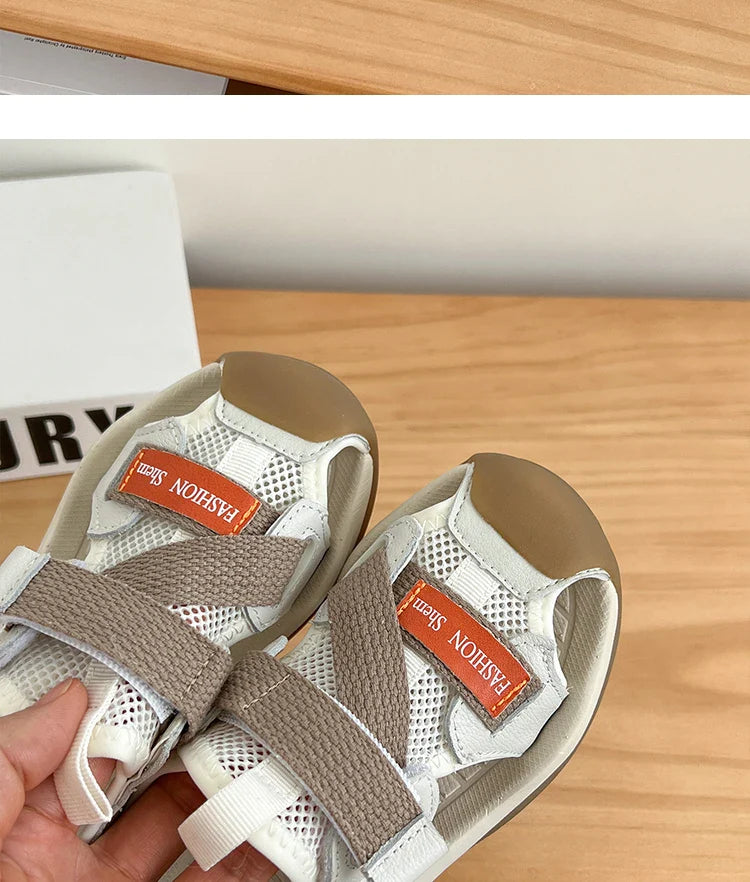 2026 Summer Kids Sandals for Boys Anti-slippery Sole Toddler Beach Shoes Hook&loop Baby Boys First Walkers Barefoot Casual Wear