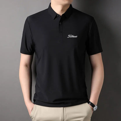 Men's Golf Outdoor Casual Polo Shirt T-Shirt Summer High-End Brand Cool and Breathable Fitness Sports Short Sleeve Top