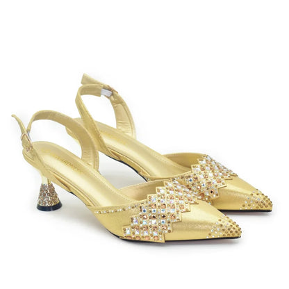 Sapatos e bolsas nigerianos italianos femininos decorados com strass, conjunto de luxo de sapato e bolsa para festa, scarpins femininos