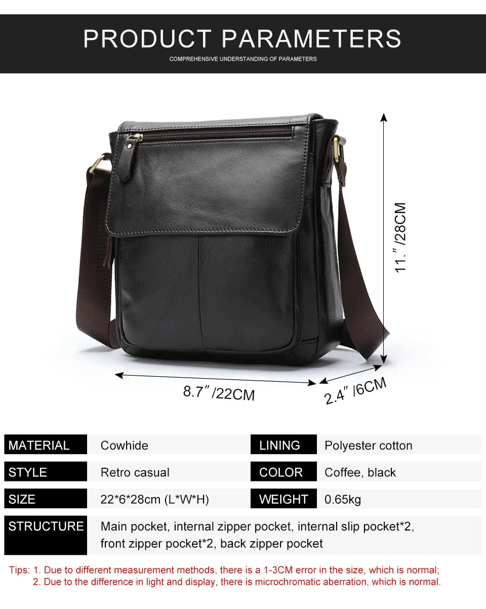 Men's Bags Genuine Leather Messenger Bag Crossbody Shoulder Bags For Male Casual Handbag Men Sling Pack For Work Business