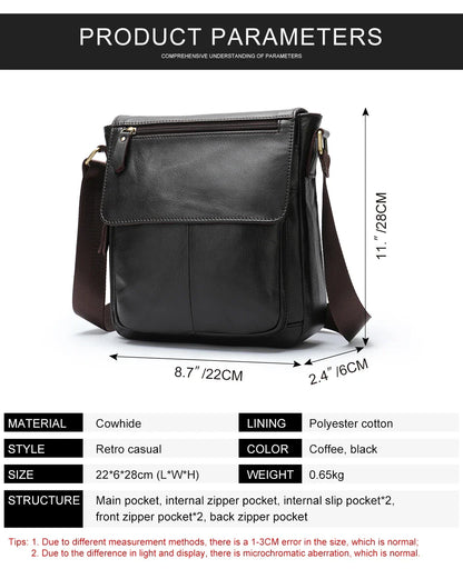 Men's Bags Genuine Leather Messenger Bag Crossbody Shoulder Bags For Male Casual Handbag Men Sling Pack For Work Business