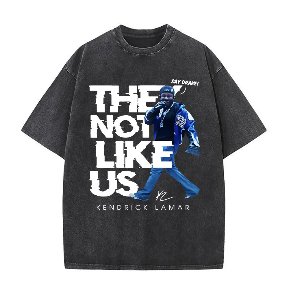 Washed Vintage Rapper Kendrick Lamar Album Merch T-shirts Men's Clothing Hip Hop Retro Oversized T-shirt Fashion Trend Tee Shirt