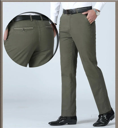 Men's Summer Thin Casual Suit Pants Autumn Thick 100% Cotton Stretch Classic Business Fashion Trousers Male Brand Clothes GOZBKF