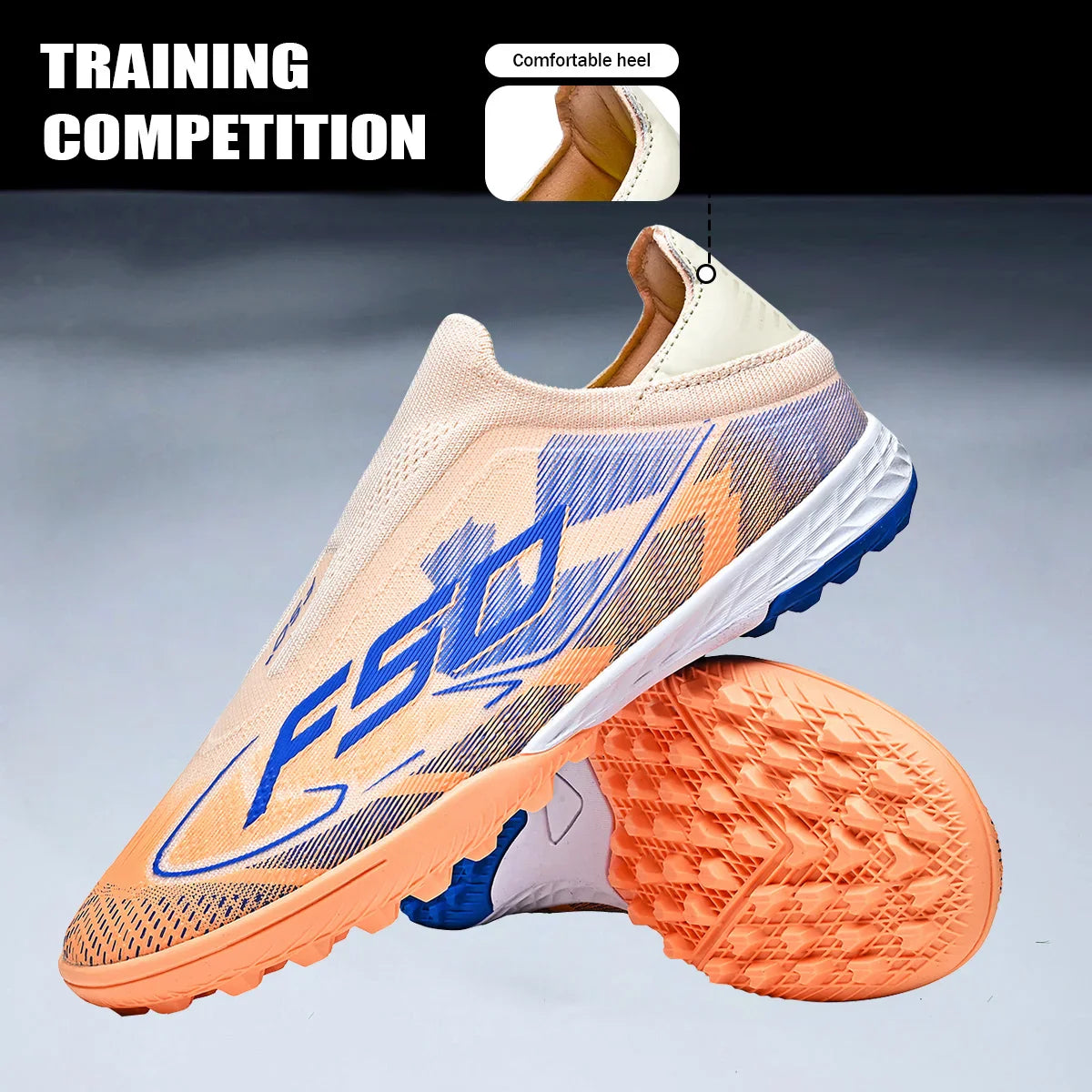 TF Football Shoes Kids Boys Girls PU Upper Durable Rubber Sole Anti-slip Wear-resistant Training Sneakers