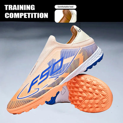 TF Football Shoes Kids Boys Girls PU Upper Durable Rubber Sole Anti-slip Wear-resistant Training Sneakers
