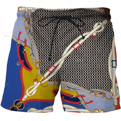 Luxurious Newest Iron Chain 3D Printed Streetwear Men Board Shorts Harajuku Hip Hop Leisure Beach Shorts fitness sports Shorts