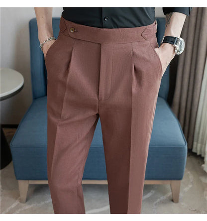 90% Linen 10% Cotton 2024 Suit Pants Naples Breathable Casual Pants Men's Height Suit Pant M-3XL Men's Straight Pants