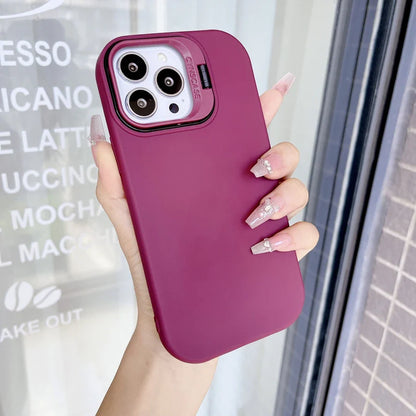 Kickstand Phone Case for iPhone 15 Pro Max 16 Pro Solid Color Matte TPU Funda Lens Protector Cover for iPhone 16 15 14 13 12 11