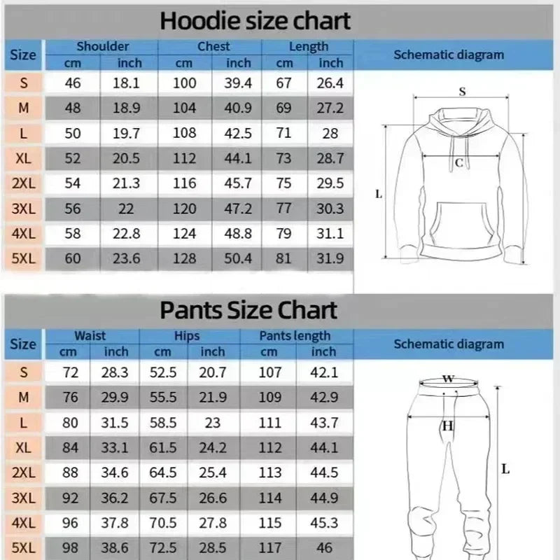 Vintage Men's Hooded Hoodies 3D Printed Battle Animal Pattern Sweatshirt Drawstring Sport Long Sleeve Tops Casual Men's Set