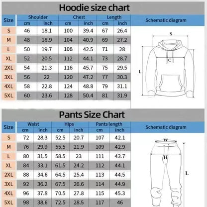Vintage Men's Hooded Hoodies 3D Printed Battle Animal Pattern Sweatshirt Drawstring Sport Long Sleeve Tops Casual Men's Set