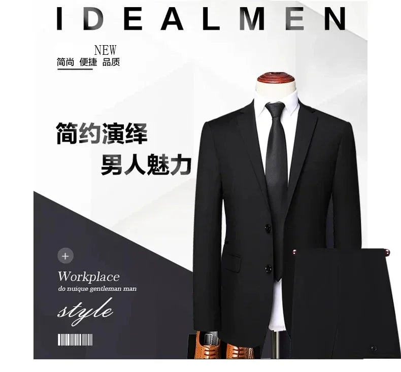 S-8XL (Blazer+ Pants) Men's Fashion Business Casual Outdoor Gentleman Trend Single Breasted Wedding Slim-fit British Style Suit