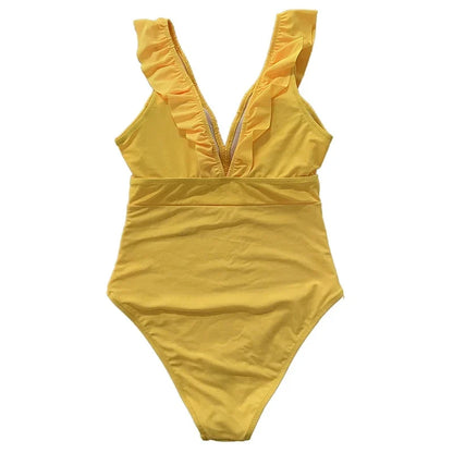 Sexy One Piece Swimsuit 2023 Women Striped Ruffled Swimwear Women Vintage Print Monokini Female Bodysuit Girl Beach Bathing Suit