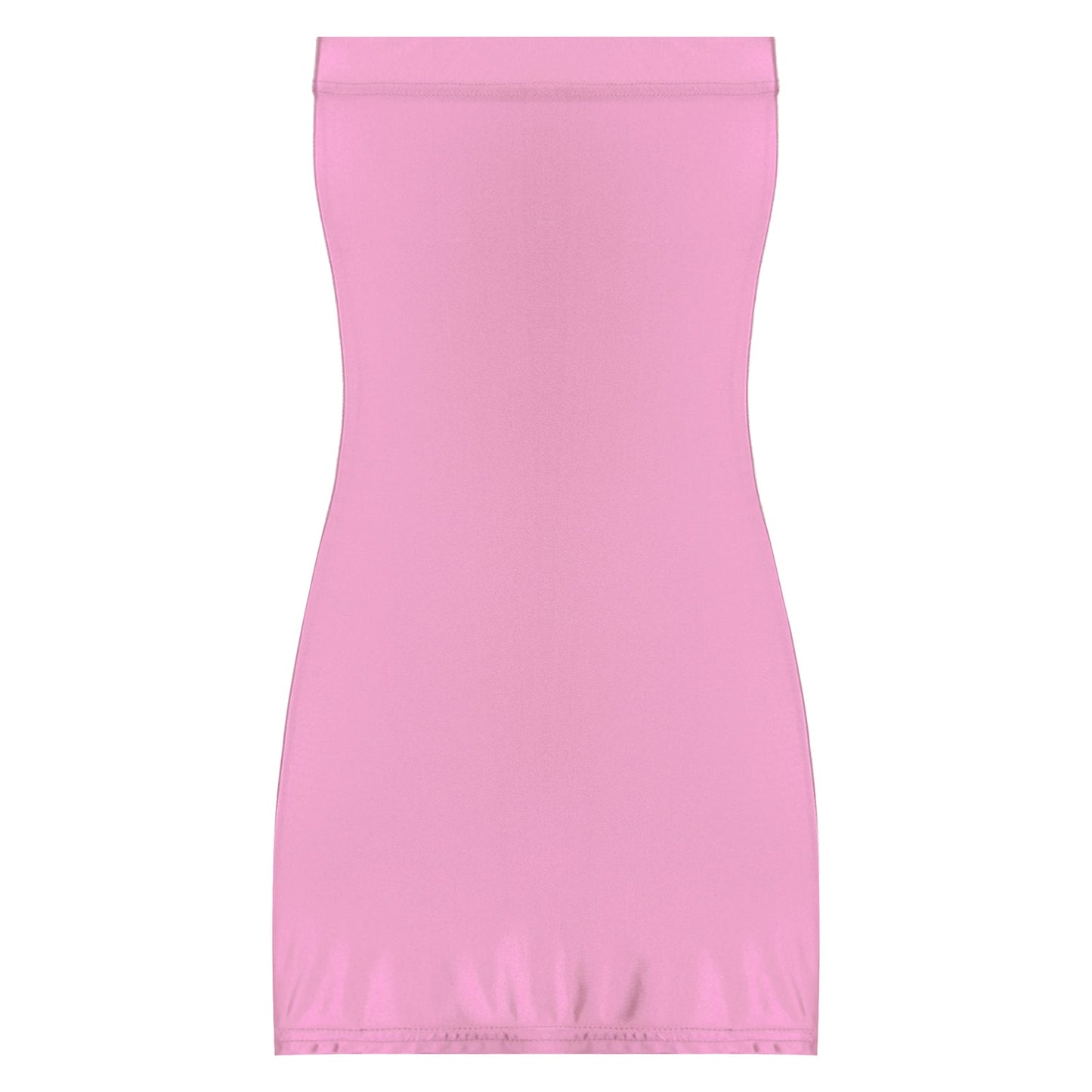 Womens Oil Glossy Strapless Pencil Dress Solid Color Tight Fitting Stretchy Bodycon Mini Dresses Night Club Costume Nightwear