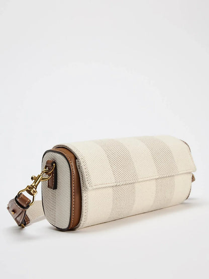 Wide Strap women's Vintage Crossbody Bag Summer Tote Ladies Luxury Handbags One Shoulder Armpit Small Cylinder Bags For Femele