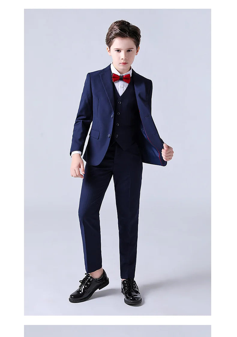 1-14 Years Children Boy Wedding Suit Black Nave Blue Elegant Suits For Children Boys Suits Outfits Set Teenager Kids Suits