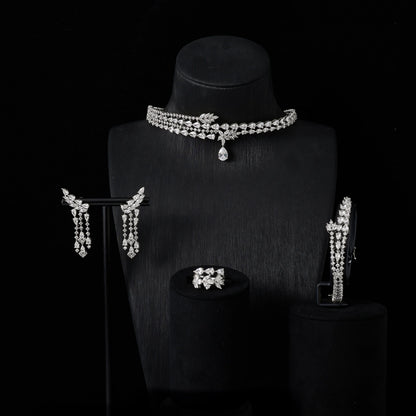 Luxury Choker Neck Necklaces Gift Set for Women Jewelry Sets Unique Color Cubic Zirconia Wedding Accessories