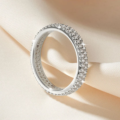 Sparkling 1.3mm D Color Full Moissanite Eternity Ring 14k Gold Filled Double-row Finger Bands GRA Cerified Rings for Womem