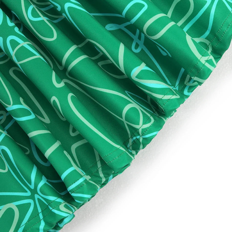 3PCS Full Printing Green Dress for Kids Girl Cosplay Dress+Scarf +Belt Disgust Costume Halloween Disguise Party Joy Clothing