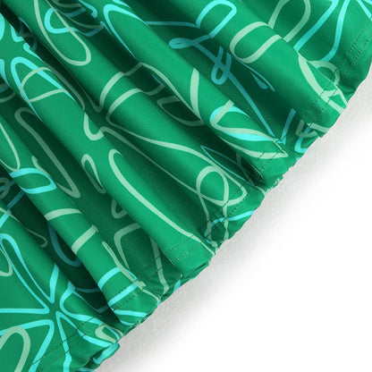 3PCS Full Printing Green Dress for Kids Girl Cosplay Dress+Scarf +Belt Disgust Costume Halloween Disguise Party Joy Clothing