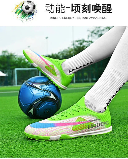 New Men Football Boots Outdoor Non Slip Match Boys Breathable Soccer Shoes Sport Adult Cleats Training Long Spikes Comfortable