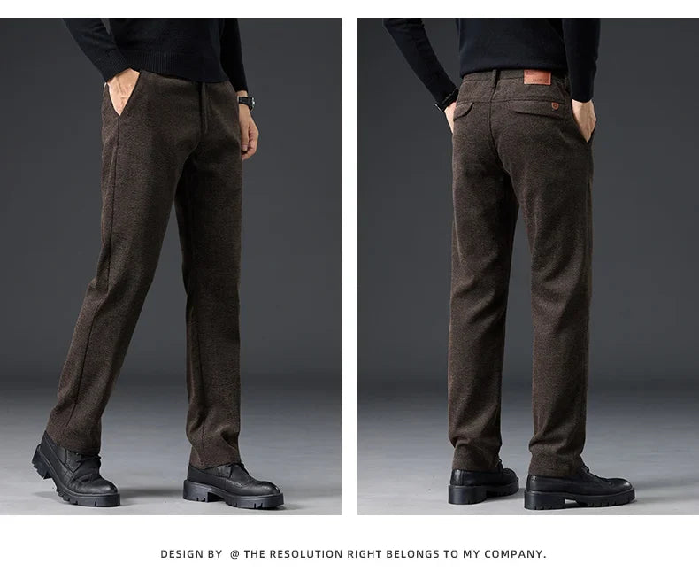 Men's Slim Fit Chenille Long Pants Advanced Business Casual Trousers Trend Autumn Comfortable Daily Wear Male Clothing