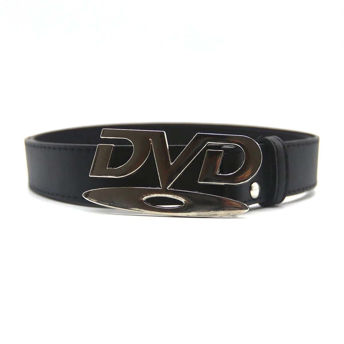 Unisex Nostalgic Design DVD Buckle Belt Men Women Decoration Paired with Jeans Belt Versatile White Black Design Sense Belt