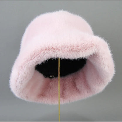 False Mink Fur Berets Elegant Women's Winter Caps New Design Fashion Artificial Fur Hats Knitted Warm False Mink Fur Beanies Hat