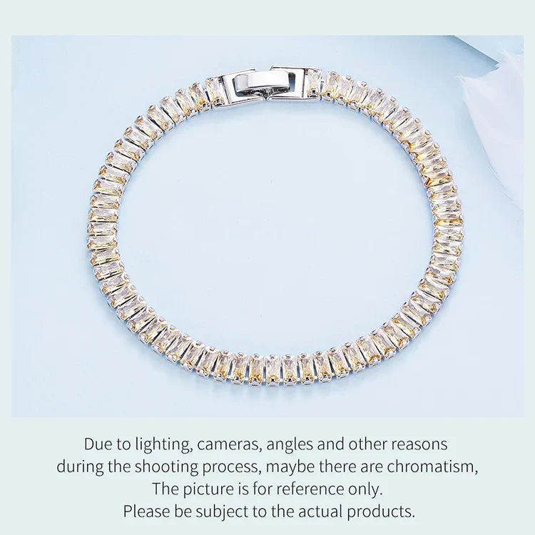 Authentic Shining Square Zircon Bracelet Plated Platinum for Women Gift Exquisite Fashion Jewelry YIB055