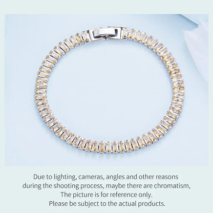 Authentic Shining Square Zircon Bracelet Plated Platinum for Women Gift Exquisite Fashion Jewelry YIB055