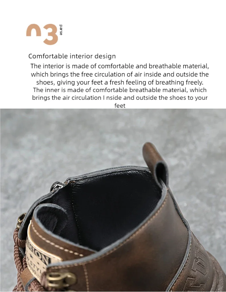 Men's boots four seasons soft-sole non-slip casual boots fashion outdoor work boots high boots classic Joker youth leather boots