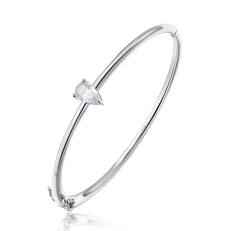 1CT Pear Cut Certified Moissanite Bangles for Women 100% S925 Solid Silver Lab Diamond Bracelets Birthday Gift Jewelry