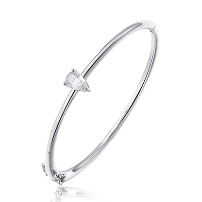 1CT Pear Cut Certified Moissanite Bangles for Women 100% S925 Solid Silver Lab Diamond Bracelets Birthday Gift Jewelry