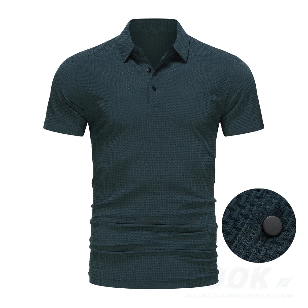 Upto EUR Sizes Tall Man Brand Top-Quality Men's Golf Shirt Lop-up Hollow Short-sleeved Polo Shirt SummerIce Silk Breathable Tee