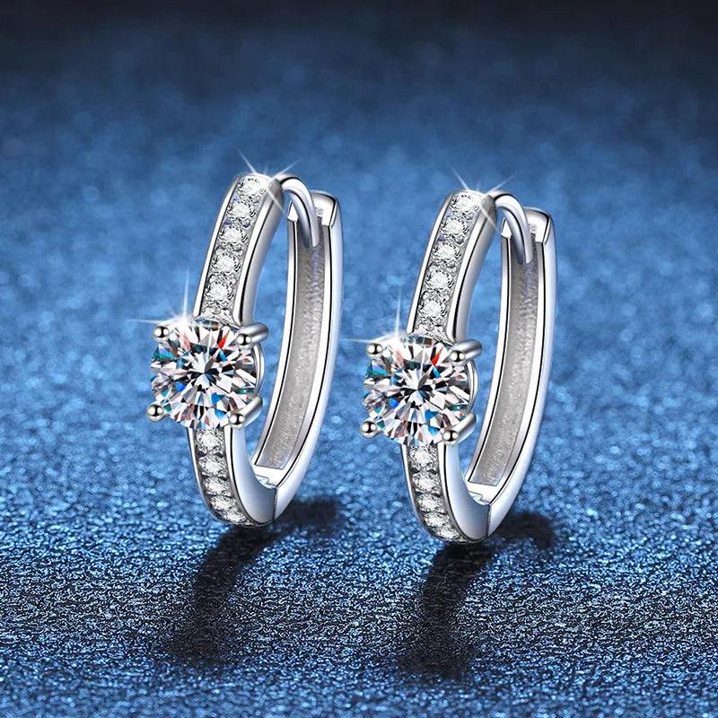Sparkling Real D Color 0.5CT 5mm Moissanite Hoop Earrings For Women Girl S925 Silver Plated 18K Diamond Ear Buckle Earring