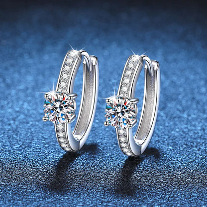 Sparkling Real D Color 0.5CT 5mm Moissanite Hoop Earrings For Women Girl S925 Silver Plated 18K Diamond Ear Buckle Earring